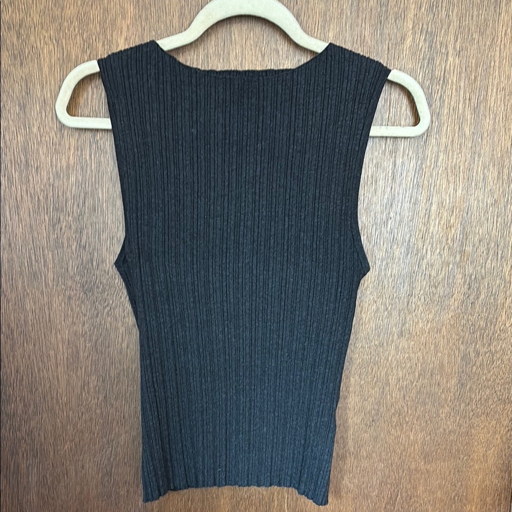 GUC Quince Cotton Cashmere Ribbed Tank Charcoal Gray Size L